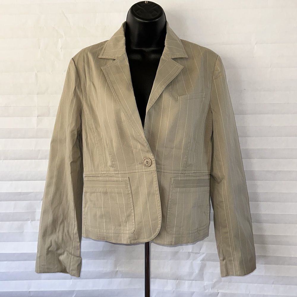 Street Scape Women's Beige & White Pinstripe Blazer Jacket Size 6 Business